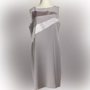 Women’s size 14 Jones New York sheeth dress sleeveless asymmetrical grays on top